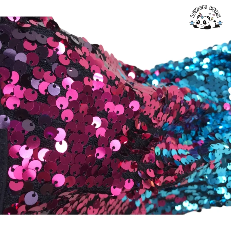 LEZONKIDS - Custom Gradient Sequin Dress Kids Round Neck Ball Gown Fancy Layered Design Girls Dress